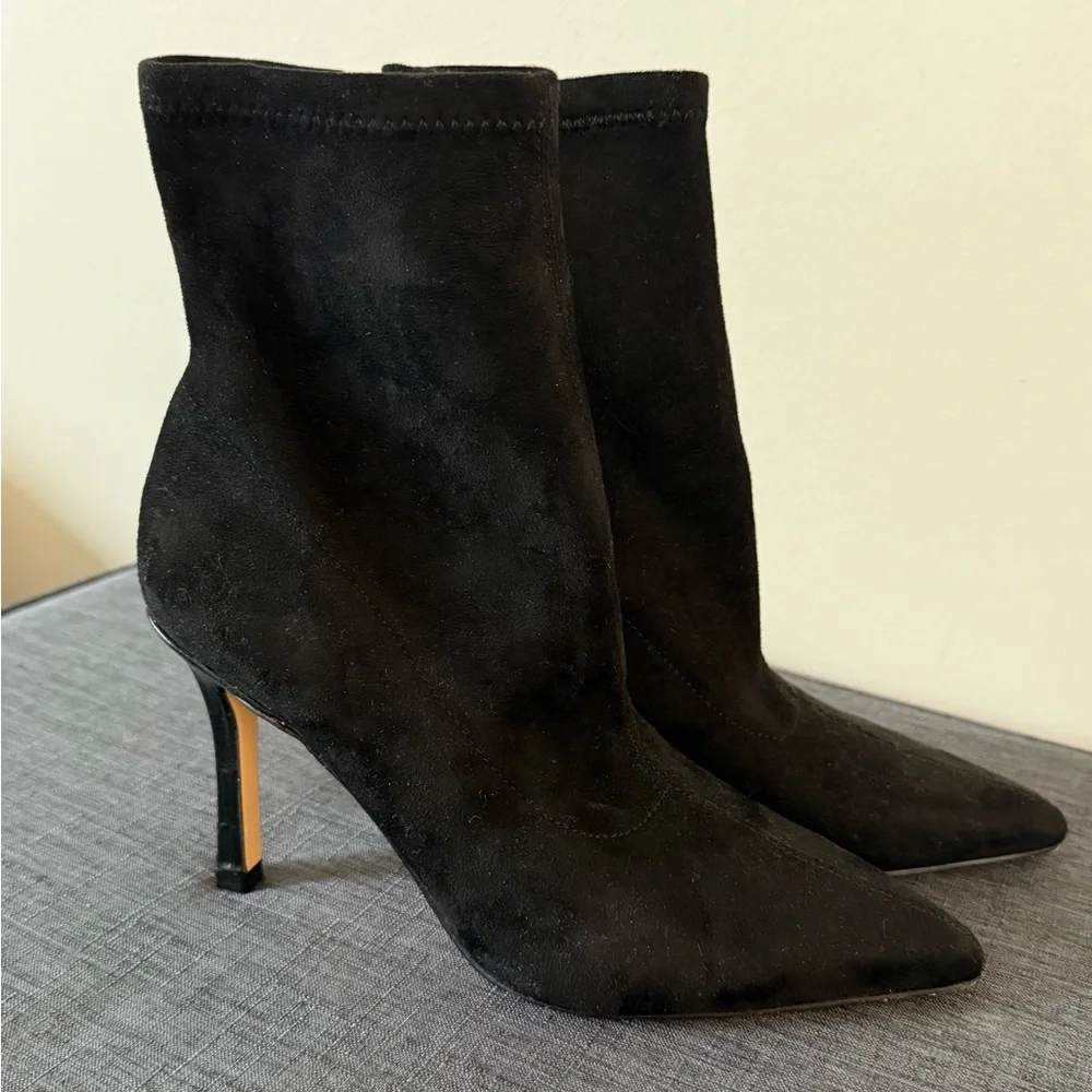 Marc Fisher Black Suede Heeled Boots | Size 5.5 - Picture 1 of 5